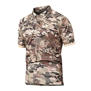 Wholesale Short Sleeve T-Shirt T Shirt Camouflage Outdoor Shooting Quick Dry Black Mens Tactical Polo Shirts