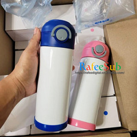 Entrepôt aux États-Unis 12 oz 12 oz Bouteille d'eau de sublimation vierge en acier inoxydable 304 mignonne isolée sans BPA avec paille pour l'école des enfants