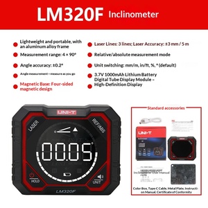 Inclinómetro Láser UNI-T LM320D LM320E LM320F, Medidor Digital con Precisión de 0.2, Medición de Ángulo Absoluto y Relativo, Magnético, OEM - Product Image 2