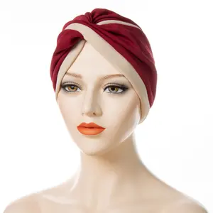 Turbante islámico para mujer, bandanas con flores en la espalda, HZM-22148, nuevo diseño, barato