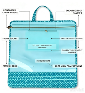 Bolsa de viaje grande transparente resistente al agua con cremallera y asa para guardar hilos de bordado y cosméticos, de poliéster, para trabajo manual. - Product Image 1