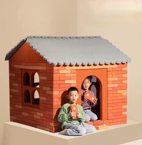 Anaokulu çocuk büyük simülasyon kırmızı tuğla yapı taşları inşaat oyunu tuğla bir ev bricktoys oyuncaklar inşa etmek - Product Image 3