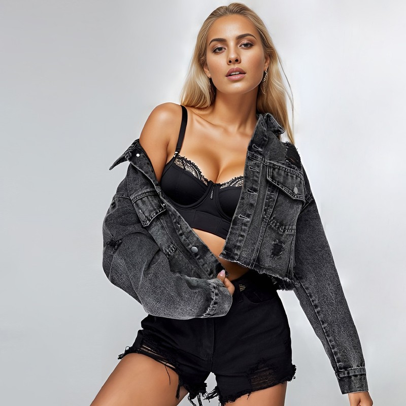 Women s Fashion Denim Jacket Block