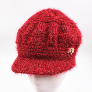 Bonnet tricoté pour femme, chaud en laine avec doublure polaire, style décontracté, couleur rose, anti-boulochage - Product Image 5