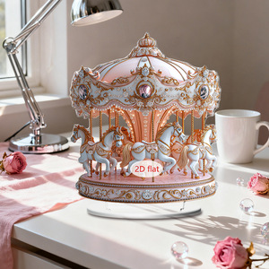 Pièce décorative en acrylique 2D Carrousel Rêveur Européen - Décoration de bureau pour une ambiance festive et apaisante - Product Image 3