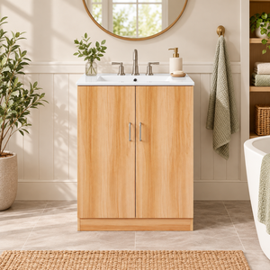 Venta al por mayor de fábrica: Conjunto moderno de lavabo de cerámica con mueble de almacenamiento independiente para baño de hotel o villa - Product Image 4