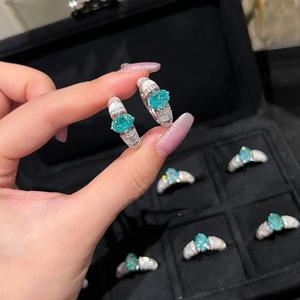 S925 Sterling Silver Vintage Antique Diamond Set <b>Ring</b> Paraiba Tourmaline Mint Green White Mother <b>Pearl</b> Cut Stone Luxury Diamond - Product Image 4