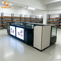 Kiosque à donuts personnalisé pour centre commercial, comptoir de présentation de pâtisseries, kiosque de vente au détail avec vitrine en verre et éclairage LED