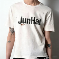 Camiseta Personalizada para Hombre, 300gsm, 100% Algodón, Venta al Por Mayor, Diseño Minimalista con Logotipo Personalizado, Cuello Redondo, Manga Corta
