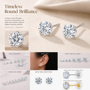 Classic Style Four-Prong Luxury Round Earring Moissanite Fine Jewelry Vvs 925 <strong>Sterling</strong> <strong>Silver</strong> Certified GRA <strong>Stud</strong> for Men Women - Product Image 3