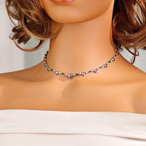 Klassische Luxus-Herzanhänger-Tenniskette mit Zirkonia in Lila für Damen - Product Image 6