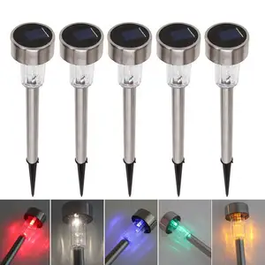 All In One Stainless Steel Pole Decoration Waterproof Outdoor Pathway Stick LED Solar Power Garden Light With On Off Switch