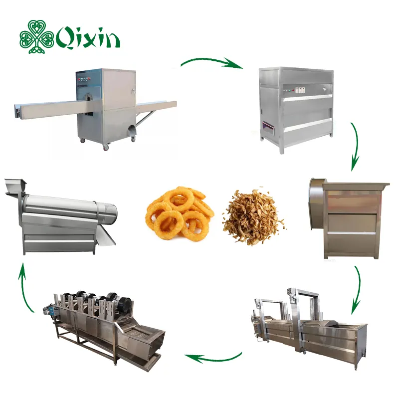 Qixin Automatic Crispy Fried Zwiebel ringe Herstellung Verarbeitung maschine gebratene Zwiebel Produktions linie