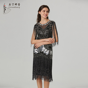 Elegante <span class=keywords><strong>Abito</strong></span> da Festa <span class=keywords><strong>con</strong></span> Paillettes e <span class=keywords><strong>Frange</strong></span> per Donne, Stile Vintage Gatsby - Product Image 4
