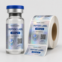 Étiquettes autocollantes personnalisées à faible MOQ pour flacons en verre, idéales pour l'emballage premium de peptides