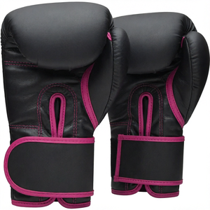 Gants de boxe noirs à doigts entiers, gants d'entraînement avec sangle de poignet auto-agrippante, en cuir respirant pour le sparring, prix de gros, OEM - Product Image 1