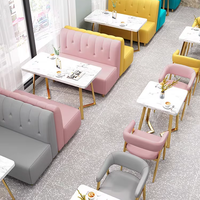 Usine Foshan Restaurant Cabine en bois massif Table à manger et chaise combinaison cuir Mobilier commercial de luxe moderne et léger