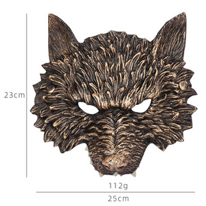DAMAI Halloween Horror Wolf Mask Half Face Werewolf Masquerade Mask for Cosplay Costume Funny Photo Props Carnival Party - Product Image 4
