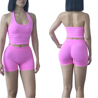 Ensemble de sport et yoga personnalisé : Haut court respirant et tendance pour le sport, taille haute, effet push-up, avec logo frontal et short de yoga