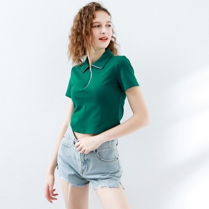 Camiseta Polo Deportiva de Manga Corta para Mujer, Estilo INS, con Cierre Corto, Mezcla de Algodón - Product Image 3