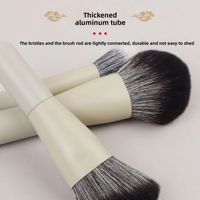Lot de 10 mini-pinceaux de maquillage beiges, synthétiques et poils de chèvre, portables, pour poudre et contour du nez, brosses cosmétiques de voyage, vente en gros