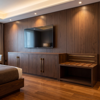 Fabricant de meubles d'hôtel sur mesure, ensemble complet de chambre à coucher 5 étoiles, lit king-size, meuble TV, bureau, porte-bagages, directement de l'usine