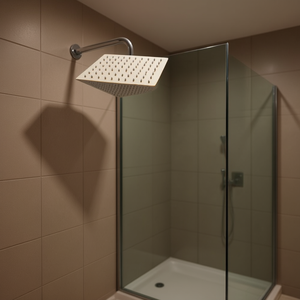 Elite Ultra-thin Overhead Shower 8-inch Square Stainless Steel Wall Mount Titanium Polished Minimalist Design - Product Image 2