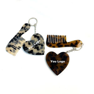 Mini Pettine Portatile SAIYII di Alta Qualità a Forma di Cuore con Specchio Piccolo Pettine in Acetato a Denti Larghi Effetto Marmo Accessori per Capelli Portachiavi - Product Image 1