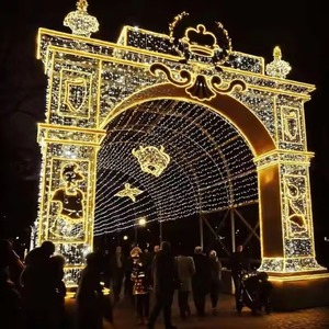 Decoraciones Navideñas 3D de Metal con Luces LED, Diseño de Arco Grande Personalizado por el Fabricante, para Decoración de Parques y Calles Comerciales - Product Image 1