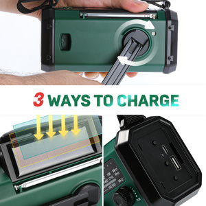<span class=keywords><strong>Radio</strong></span> Météo d'Urgence Portable à Manivelle et Solaire 10000 mAh avec Batterie Rechargeable, Banque d'Alimentation, Lampe de Poche et Bandes AM/FM - Product Image 4