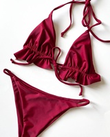 Maillot de bain haut de bikini licou standard pour femmes avec anneau avant détail cravate latérale ensemble de bikini sexy Bikini réversible imprimé solide