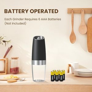 Electric Gravity Salt and Pepper Grinder Set <b>Spice</b> <b>Jar</b> Rechargeable Black Pepper Mill Grinder With Blue Light and Stand - Product Image 4