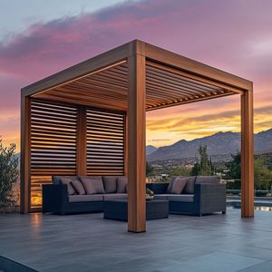 Pérgola Bioclimática <span class=keywords><strong>de</strong></span> Aluminio Premium con Luces LED, Calefactores, Estructura Impermeable con Recubrimiento <span class=keywords><strong>en</strong></span> Polvo, Gazebo Moderno para Jardín <span class=keywords><strong>de</strong></span> Lujo al Aire Libre - Product Image 3