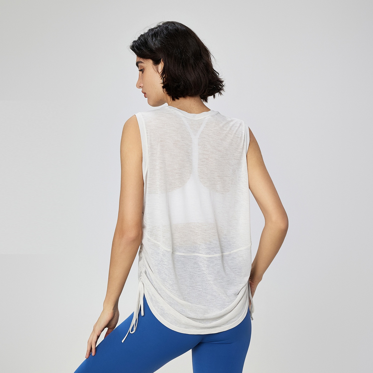 Solid Color Round Neck Top Round Neck Blouses Adjustable Tether Gym Short Shirt Fitness Women's Sports Yoga Vest