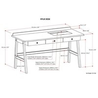 Bureau de haute qualité, en bois massif de couleur marron, à trois tiroirs, adapté au bureau et à la maison