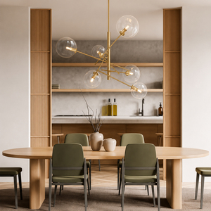 Luxury <b>Branch</b> Structure Glass Globe Chandelier Transparent Bubble Glass Pendant <b>Light</b> For Residential Dining Space - Product Image 5