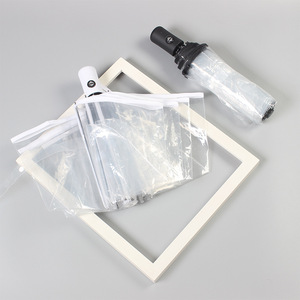 <span class=keywords><strong>Parapluie</strong></span> <span class=keywords><strong>transparent</strong></span> pliable automatique à trois sections, personnalisable avec logo publicitaire, fournisseur d'usine - Product Image 4
