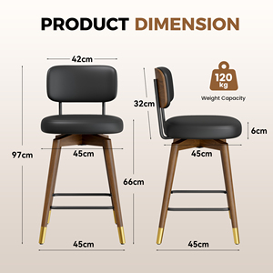 Luxury Modern Ergonomic Bar Counter <b>Stools</b> Thick <b>Cushion</b> PU Solid Wood Footrest Outdoor for Hospitality & Commercial Venues - Product Image 6
