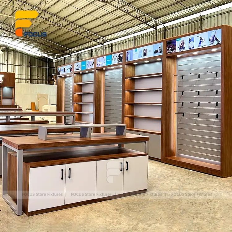 Glass Top Display Table for Mobile Phone Store Stylish Functional