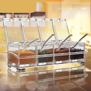 <strong>Kitchen</strong> <strong>Storage</strong> <strong>Container</strong> Clear Condiment Jars Plastic Spice Box 4 Piece Set Acrylic Seasoning Box - Product Image 4