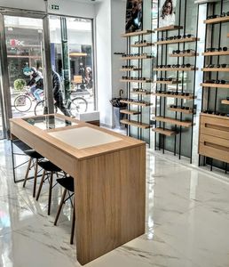 Aménagement intérieur d'un magasin d'<span class=keywords><strong>opticien</strong></span> : Vitrine à lunettes en bois é<span class=keywords><strong>l</strong></span>égante avec éclairage LED et tiroirs - Product Image 5