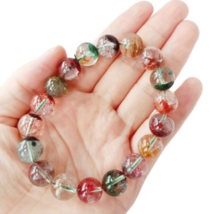 Bracelet de perles de <span class=keywords><strong>Quartz</strong></span> <span class=keywords><strong>fantôme</strong></span> rouge <span class=keywords><strong>naturel</strong></span> extensible de 12mm - Product Image 3
