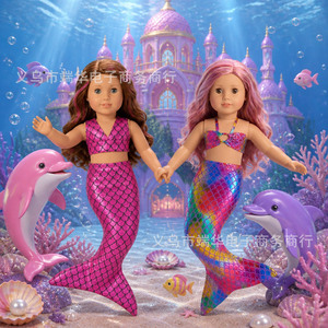 Conjunto de Ropa de Muñeca Princesa Sirena, Disfraz para Muñeca de 18 <span class=keywords><strong>Pulgadas</strong></span>, Ropa para Muñeca Americana de <span class=keywords><strong>43</strong></span> Centímetros, Vestido y Accesorios - Product Image 1