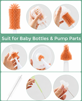 Ensemble de brosses à biberons en silicone PP à long manche pour nettoyer les biberons et les gobelets pour bébés et tout-petits