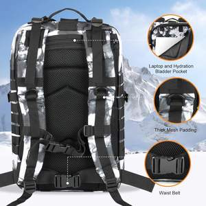 Spoir Tactical Backpack Tactical MOLLE Rucksackキャンプ用3日間旅行 (米国国旗パッチ付きブラックホワイトカモ) - Product Image 5