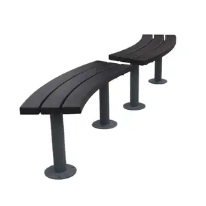 outdoor curved backless wpc wooden park bench outside wood plastic composite bench seat public garden patio bench without back