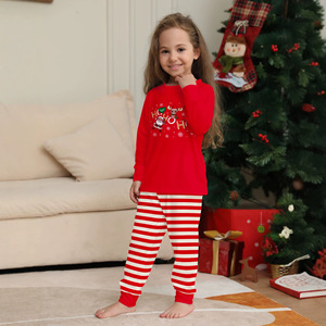Conjunto de pijamas a juego de Navidad para la familia, camisetas rojas de manga larga con estampado de dibujos animados, pantalones a rayas, ropa de casa para vacaciones, adultos y niños - Product Image 4