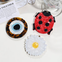Miroir compact en acétate pour maquillage, motif fleurs mignonnes (citron, fraise, tournesol), vente en gros