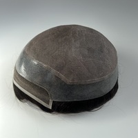P2-3-8 Mono PU & Swiss Lace Base Indian Human Hair Piece Replacement Men Toupee