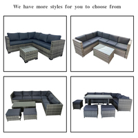 Moderne wasserdichte Halbkreis-Sofa garnitur Preiswerte Outdoor Wicker Patio Garten Rattan Möbel für Tee tisch Wohnzimmer Park
